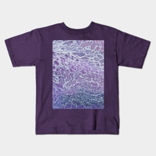 Lilac Acrylic Pouring Abstract Fluid Art Kids T-Shirt